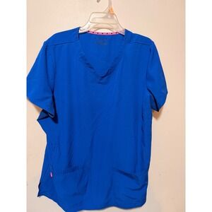 Heartsoul Scrub Top Royal Blue V Neck Short Sleeve Pockets Size 2XL